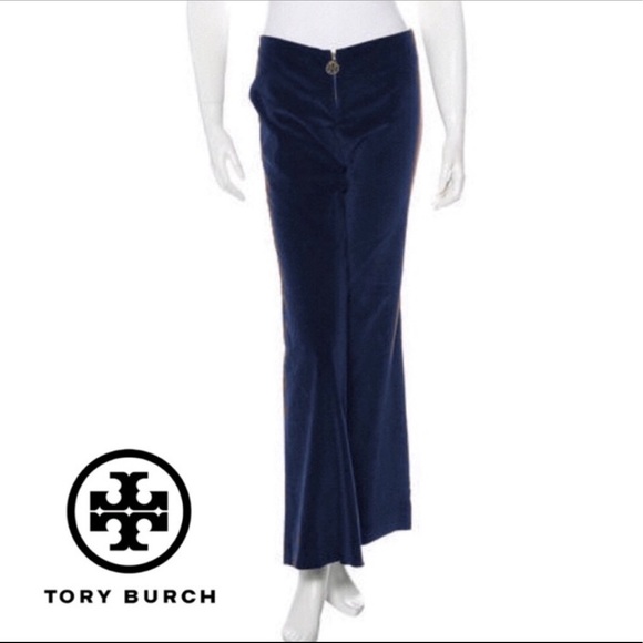 blue velvet wide leg pants